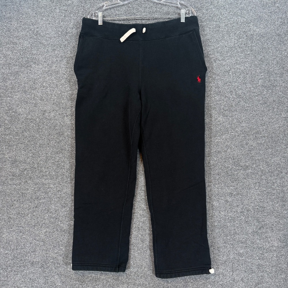 Polo Ralph Lauren Sweatpants Mens Large Black Red Pony Fleece Lounge Vintage Y2K